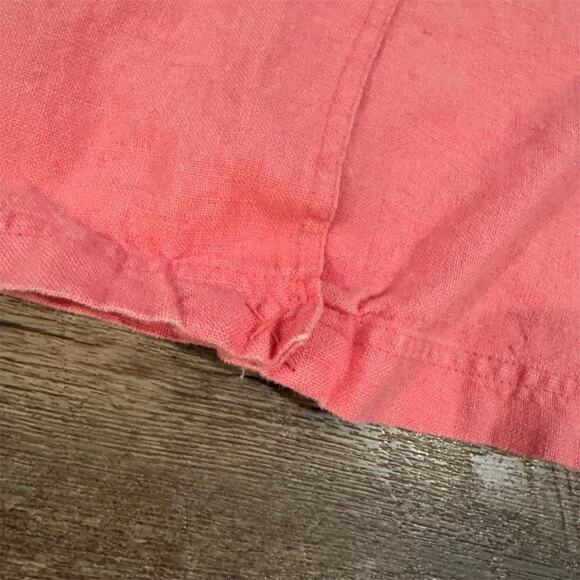 Talbots 100% Irish Linen Belted Shirt Dress Coral Size 10 Knee Length Comfort - Picture 5 of 10